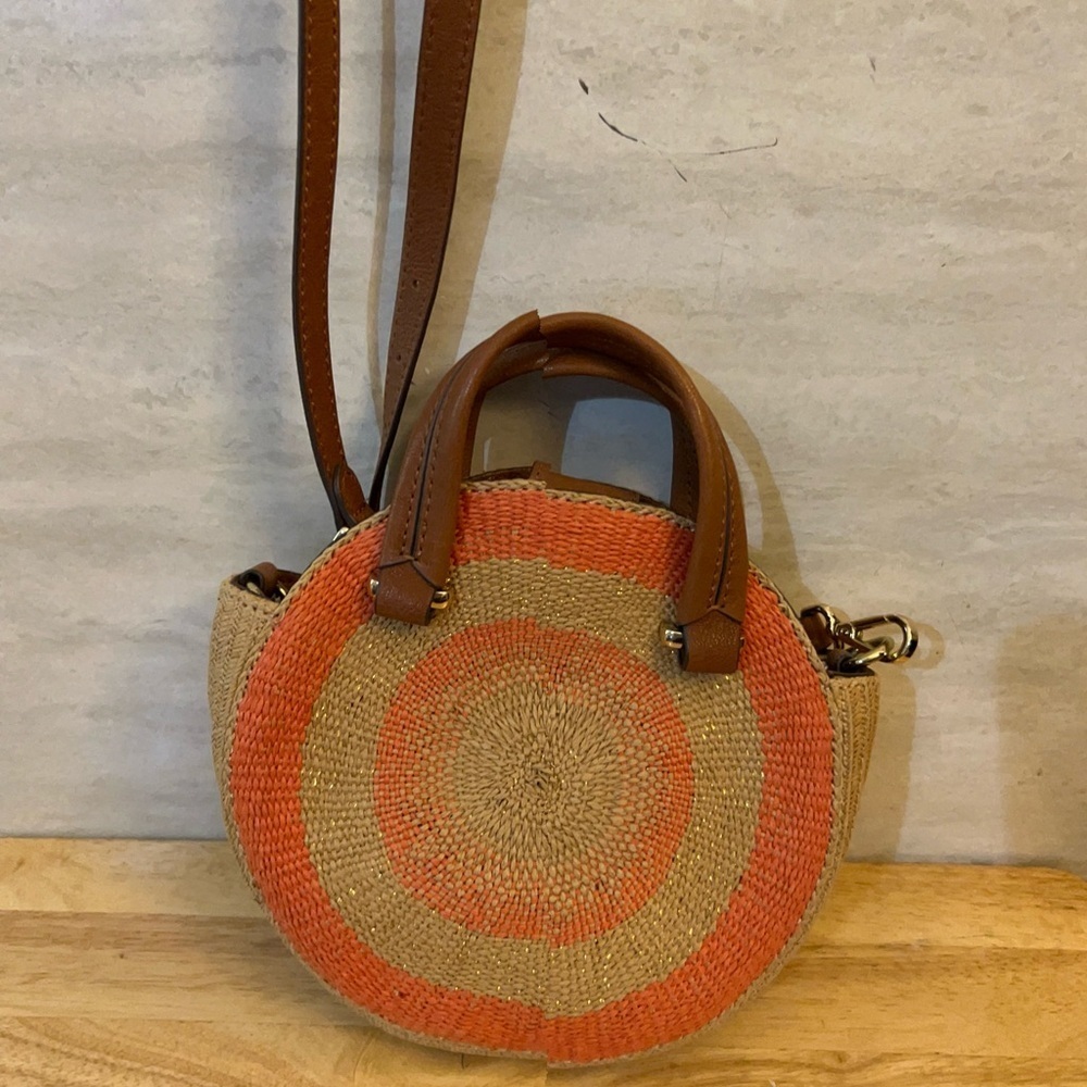 Vince Camuto Paper/woven crossbody Orange/ Tan Genuine Leather Handles